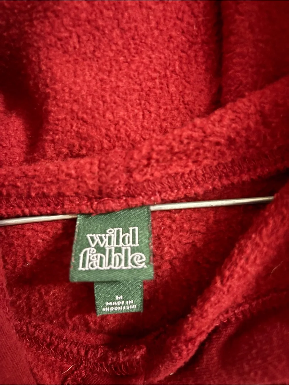 Maroon Cropped Hoodie with White Drawstrings - Picture 2 of 3
